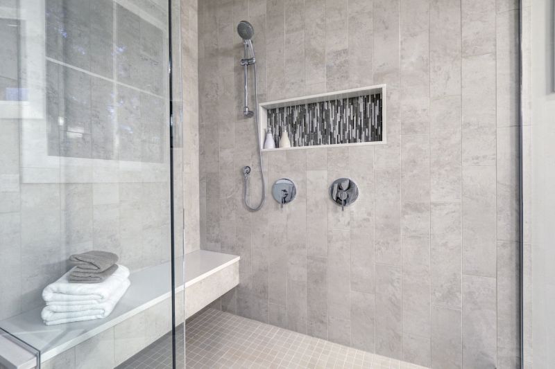 Corner Shower with Built-in Shelves